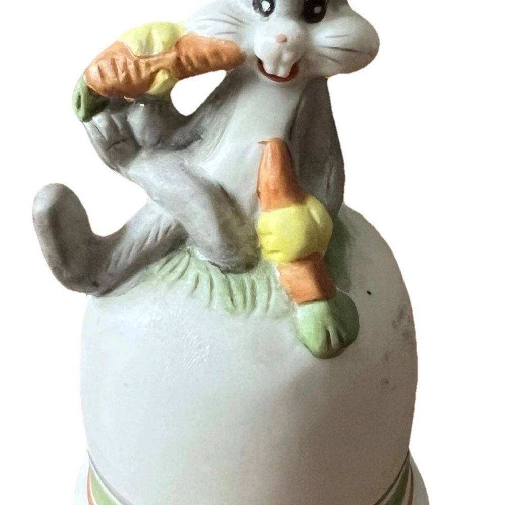 Warner Brothers Inc 1979 Vintage Porcelain Bugs Bunny Bell with Carrot Accent
